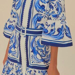 Farm Rio Garden Tiles mini dress